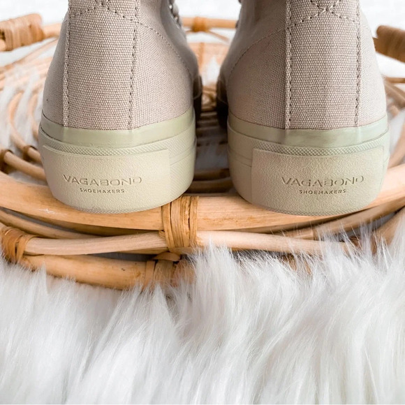 Vagabond Teddie Khaki Trainers High Top Sneakers Lace Up Beige Tan Platform - Picture 14 of 16